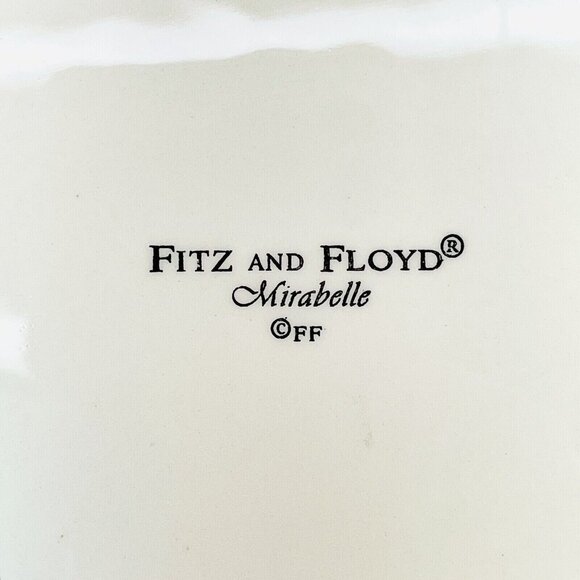 XL Fitz & Floyd Porcelain Oval Platter Embossed Mirabelle Pattern Blue Yellow - Picture 4 of 12